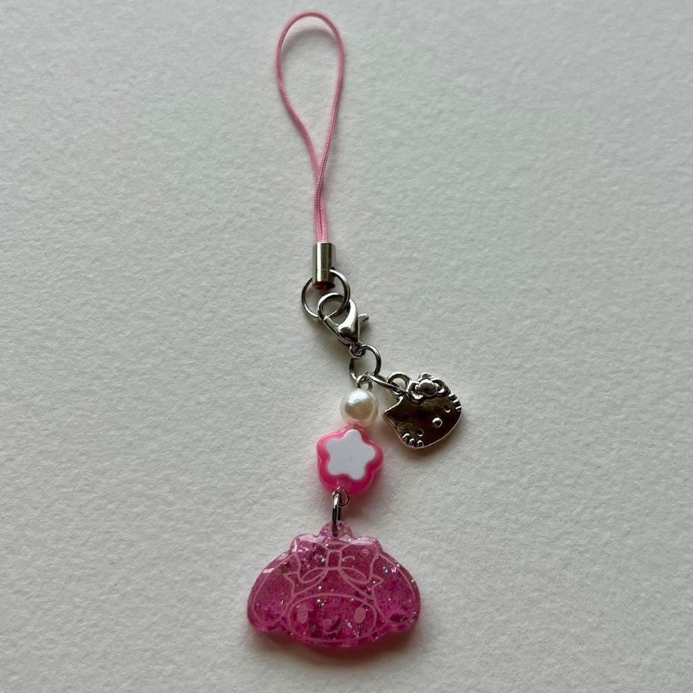 Handmade Sanrio My Melody Kawaii Pink Cell Phone Strap Charm Y2k Cyber A…